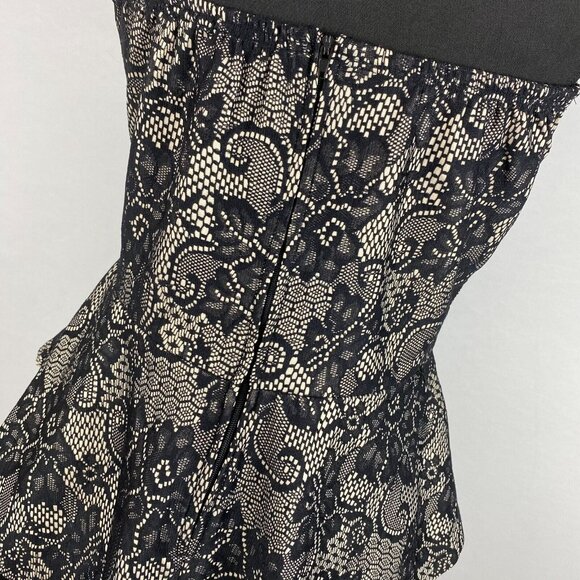 Have Womens L Floral Lace Strapless Peplum Top Lined Back Zipper Boho Party - Picture 9 of 15